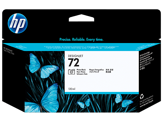 Ink Supplies, HP 72 130-ml Photo Black DesignJet Ink Cartridge, C9370A