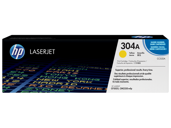 HP Laser Toner Cartridges and Kits, HP 304A Yellow Original LaserJet Toner Cartridge, CC532A