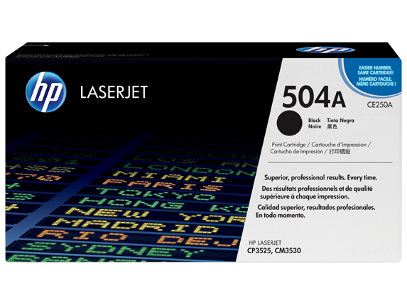 HP Laser Toner Cartridges and Kits, HP 504A Black Original LaserJet Toner Cartridge, CE250A