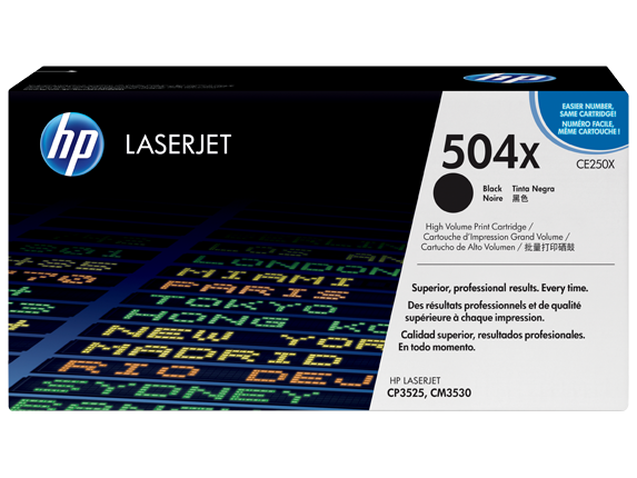 HP Laser Toner Cartridges and Kits, HP 504X High Yield Black Original LaserJet Toner Cartridge, CE250X