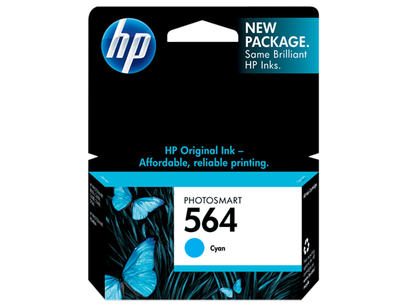 HP 564 Cyan Original Ink Cartridge, CB318WN#140
