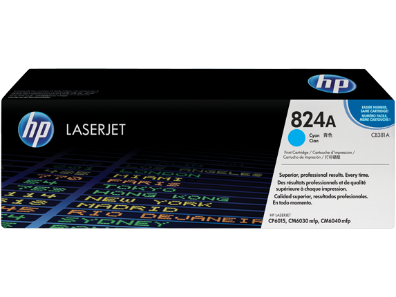 HP Laser Toner Cartridges and Kits, HP 824A Cyan Original LaserJet Toner Cartridge, CB381A