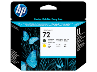 HP 72 Matte Black and Yellow DesignJet Printhead, C9384A