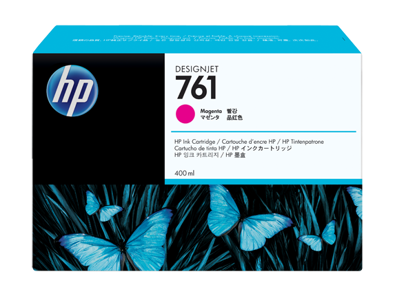 Ink Supplies, HP 761 400-ml Magenta DesignJet Ink Cartridge, CM993A