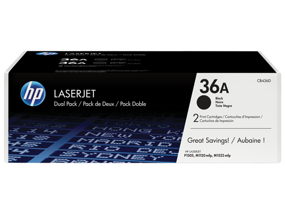 HP Laser Toner Cartridges and Kits, HP 36A 2-pack Black Original LaserJet Toner Cartridges, CB436D