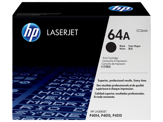 Series 1 of 11 HP Laser Toner Cartridges and Kits, HP 64A Black Original LaserJet Toner Cartridge, CC364A