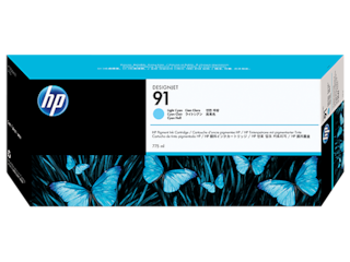 HP 91 775-ml Light Cyan DesignJet Pigment Ink Cartridge, C9470A