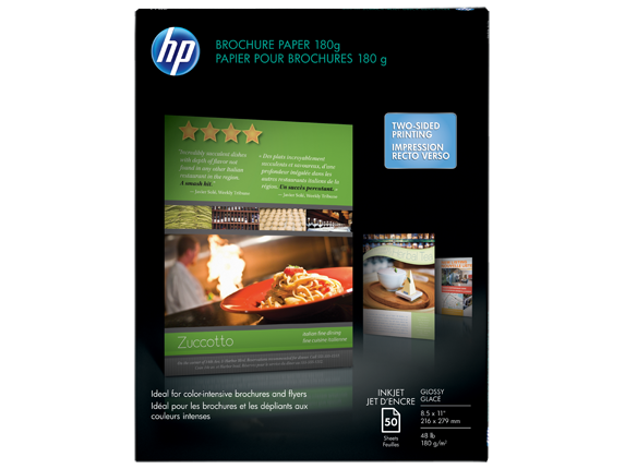 Image for HP Inkjet Glossy Brochure Paper 180 gsm-50 sht/Letter/8.5 x 11 in from HP2BFED