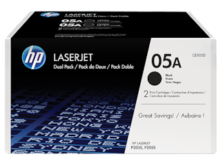 HP 05A 2-pack Black Original LaserJet Toner Cartridges, CE505D