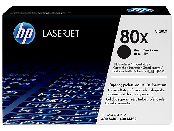 HP Laser Toner Cartridges and Kits, HP 80X High Yield Black Original LaserJet Toner Cartridge, CF280X