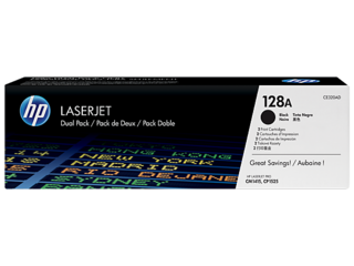 HP 128A 2-pack Black Original LaserJet Toner Cartridges, CE320AD