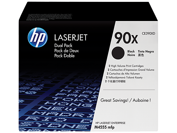 HP 90X 2-pack High Yield Black Original LaserJet Toner Cartridges, CE390XD