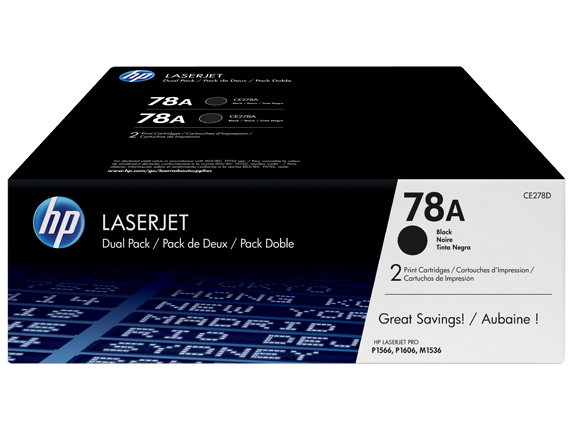 HP Laser Toner Cartridges and Kits, HP 78A 2-pack Black Original LaserJet Toner Cartridges