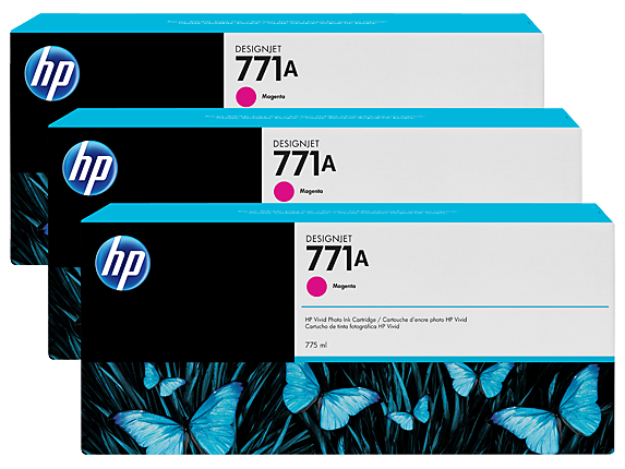 HP 771A 775ml Magenta Designjet Ink Cartridge 3-Pack,B6Y41A