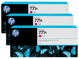 HP 771A 775ml Magenta Designjet Ink Cartridge 3-Pack,B6Y41A