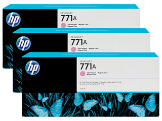 HP 771A 775ml Light Magenta Designjet Ink Cartridge 3-Pack,B6Y43A