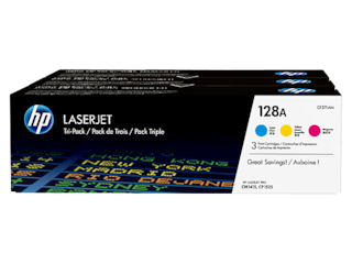 HP 128A 3-pack Cyan/Magenta/Yellow Original LaserJet Toner Cartridges, CF371AM