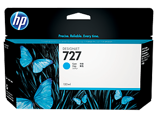 HP 727 130-ml Cyan DesignJet Ink Cartridge, B3P19A