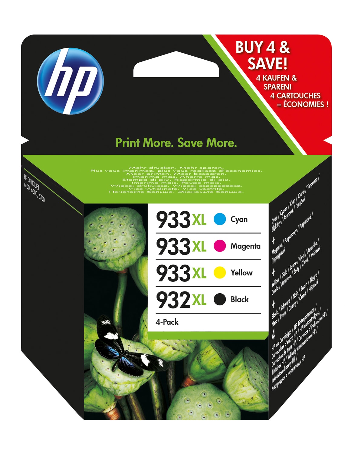 HP 932XL Black/933XL Cyan/Magenta/Yellow 4-pack Original Ink Cartridges | HP®  Middle East