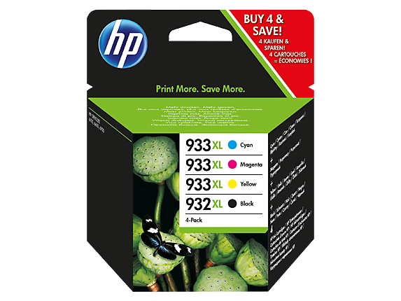 Image for HP 932XL High Yield Black/933 Cyan/Magenta/Yellow 4-pack Original Ink Cartridges from HP2BFED