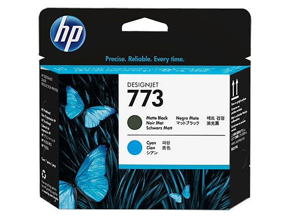 Ink Supplies, HP 773 Matte Black/Cyan DesignJet Printhead, C1Q20A