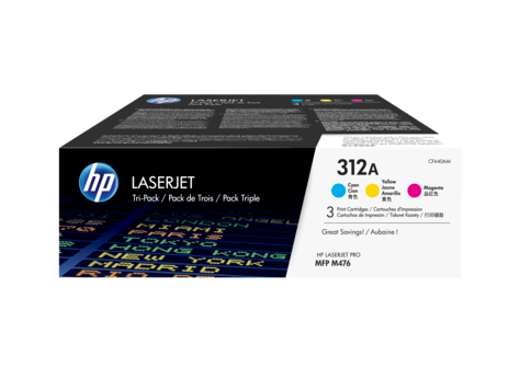 HP 312A CF440AM háromdarabos kiszerelés ciánkék bíbor sárga toner / festékkazetta LaserJet M476 nyomtatóhoz (3*2700 old.)