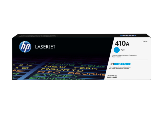 HP Laser Toner Cartridges and Kits, HP 410A Cyan Original LaserJet Toner Cartridge, CF411A