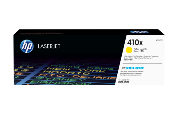 HP Laser Toner Cartridges and Kits, HP 410X High Yield Yellow Original LaserJet Toner Cartridge, CF412X