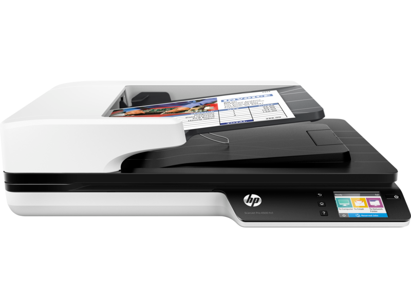 HP ScanJet Pro 4500fn1 Network Scanner, Center, Front, with document