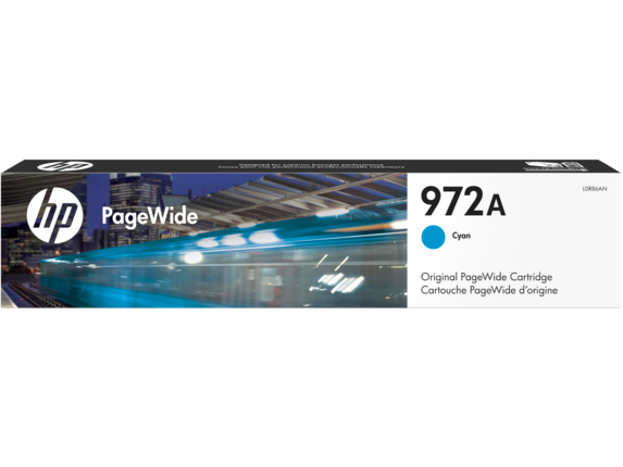 HP PageWide Supplies, HP 972A Cyan Original PageWide Cartridge, L0R86AN