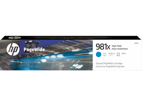 HP PageWide Supplies, HP 981X High Yield Cyan Original PageWide Cartridge, L0R09A