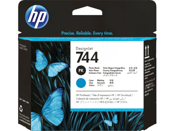 Ink Supplies, HP 744 Photo Black/Cyan DesignJet Printhead, F9J86A