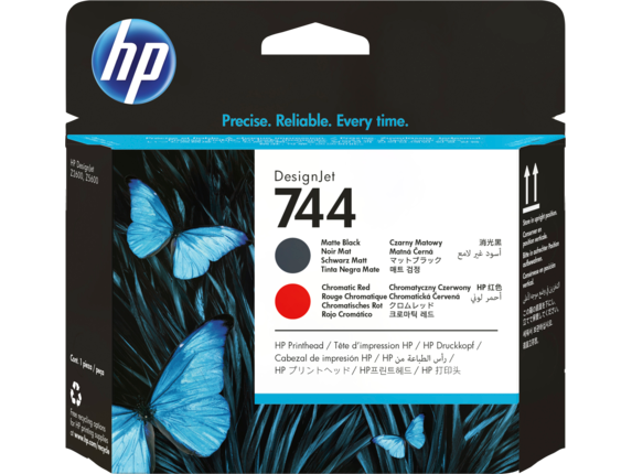 HP® 744 Matte Black/Chromatic Red DesignJet Printhead (F9J88A)