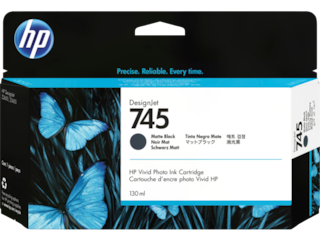 HP 745 130-ml DesignJet Matte Black Ink Cartridge, F9J99A