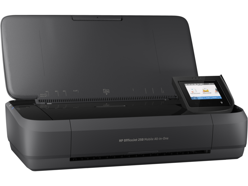 HP OfficeJet 250 Mobile All-in-One, Right facing, no output.