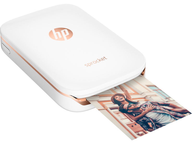 Hp Sprocket Photo Printer (White), Right Facing, With Output