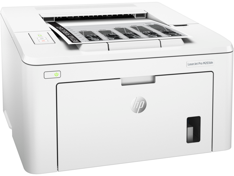 HP LasesrJet Pro M203dn, Right facing, with output