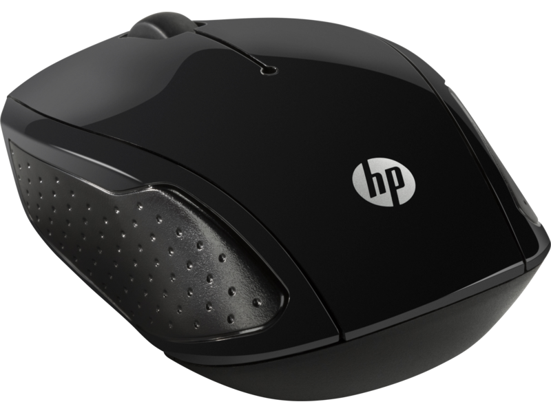 HP 200 Black Wireless Mouse, Left Facing