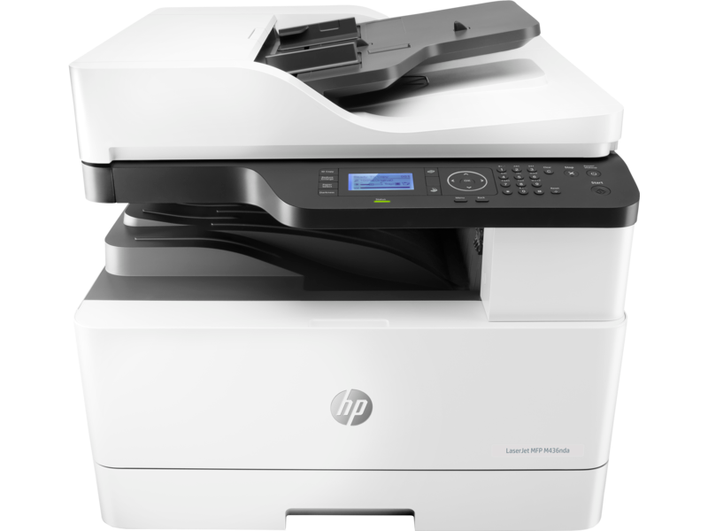 HP LaserJet MFP M436nda, mono tabloid printer, ADF, center view, no paper