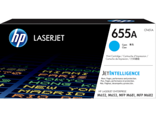 HP 655A Cyan Original LaserJet Toner Cartridge, CF451A