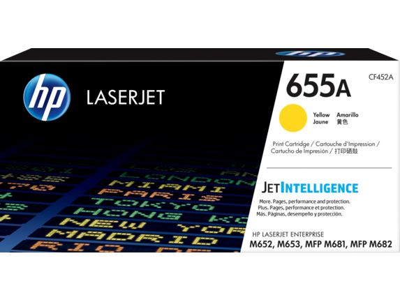 HP Laser Toner Cartridges and Kits, HP 655A Yellow Original LaserJet Toner Cartridge, CF452A