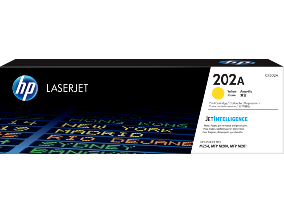 HP Laser Toner Cartridges and Kits, HP 202A Yellow Original LaserJet Toner Cartridge, CF502A