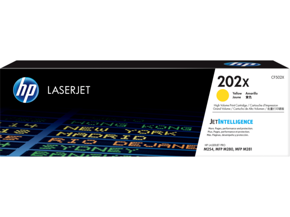 HP Laser Toner Cartridges and Kits, HP 202X High Yield Yellow Original LaserJet Toner Cartridge, CF502X