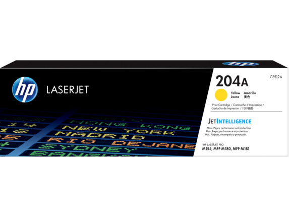 HP 204A Yellow Original LaserJet Toner Cartridge, CF512A