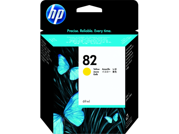 Ink Supplies, HP 82 69-ml Yellow DesignJet Ink Cartridge, C4913A