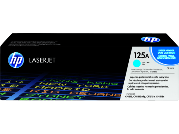 HP Laser Toner Cartridges and Kits, HP 125A Cyan Original LaserJet Toner Cartridge, CB541A