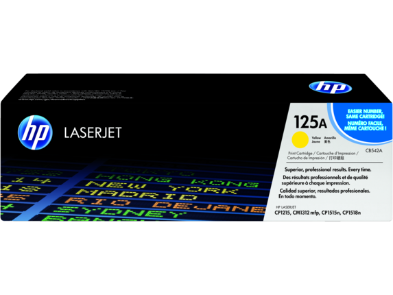 HP Laser Toner Cartridges and Kits, HP 125A Yellow Original LaserJet Toner Cartridge, CB542A