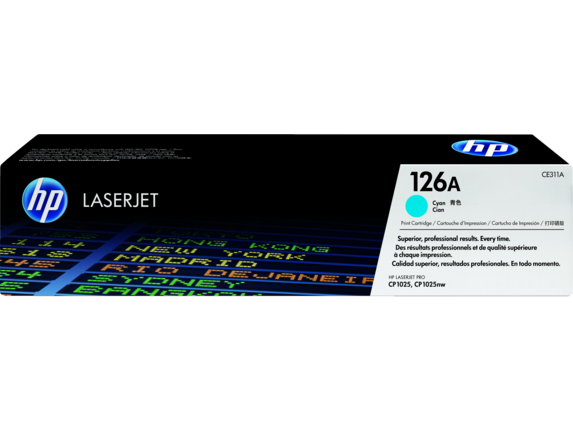 HP Laser Toner Cartridges and Kits, HP 126A Cyan Original LaserJet Toner Cartridge, CE311A