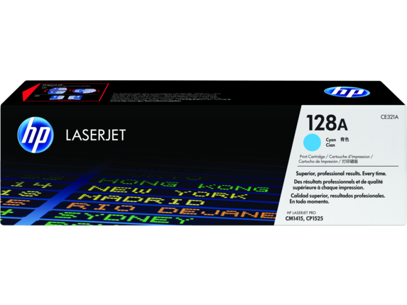 HP Laser Toner Cartridges and Kits, HP 128A Cyan Original LaserJet Toner Cartridge, CE321A