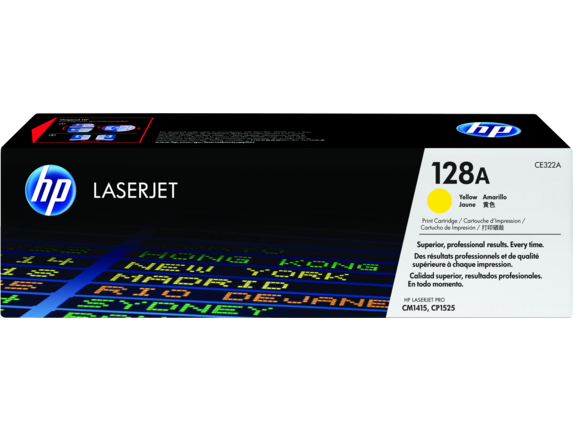 HP Laser Toner Cartridges and Kits, HP 128A Yellow Original LaserJet Toner Cartridge, CE322A